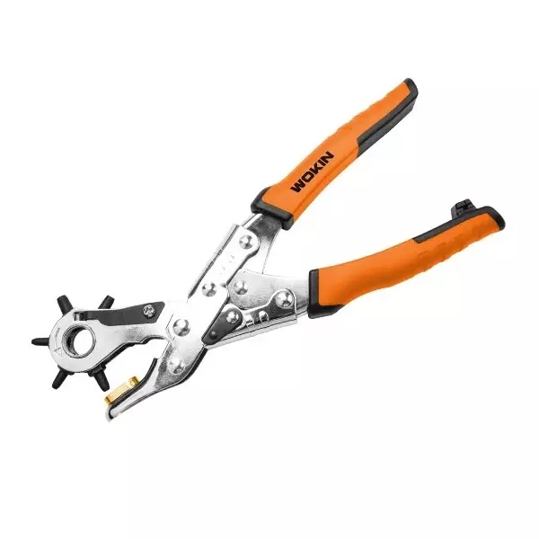 Wokin Heavy Duty Revolving Punch Plier 230 mm (9 inch) Sheet Steel with Powder Coated Revolving Head, 105195
