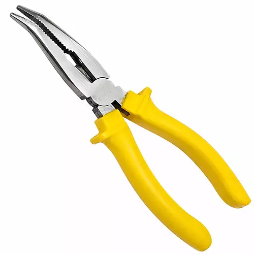 STANLEY 6 inch (150 mm) Bent Nose Plier Forged High Carbon Steel Body and Bi-Material Anti-Slip Grip Handle, STHT84511