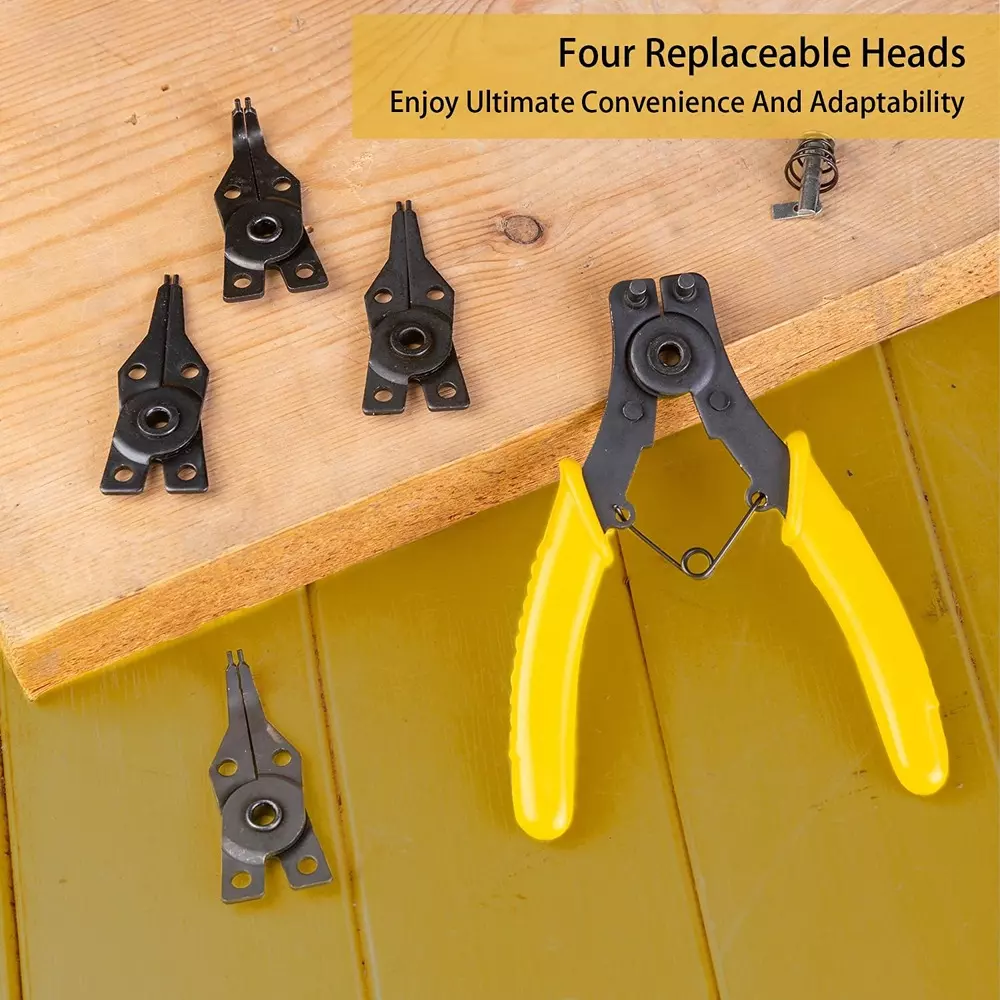 Deli 5 Pcs 5 in 1 Cirlclip Plier Kit Carbon Steel 150 mm Maximum Size Ergonomic Grip for Industrial Use, DL104506