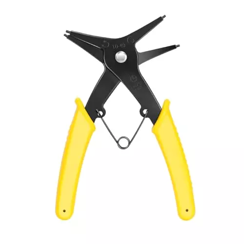MECRAAF 2-in-1 Multifunction Snap Ring Plier High Carbon Steel PVC Plastic Yellow & Black, HT- CIRCLIP
