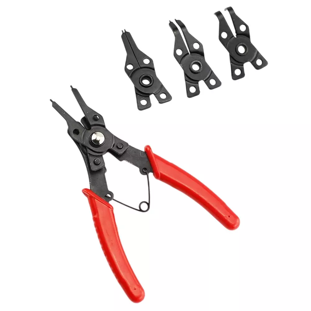 GENERIC Snap Ring Plier with 4 Pcs C Type Clip Kit Red Carbon Steel & Rubber 45°, 90° and 180° Jaw Head Angle for Home & Professional