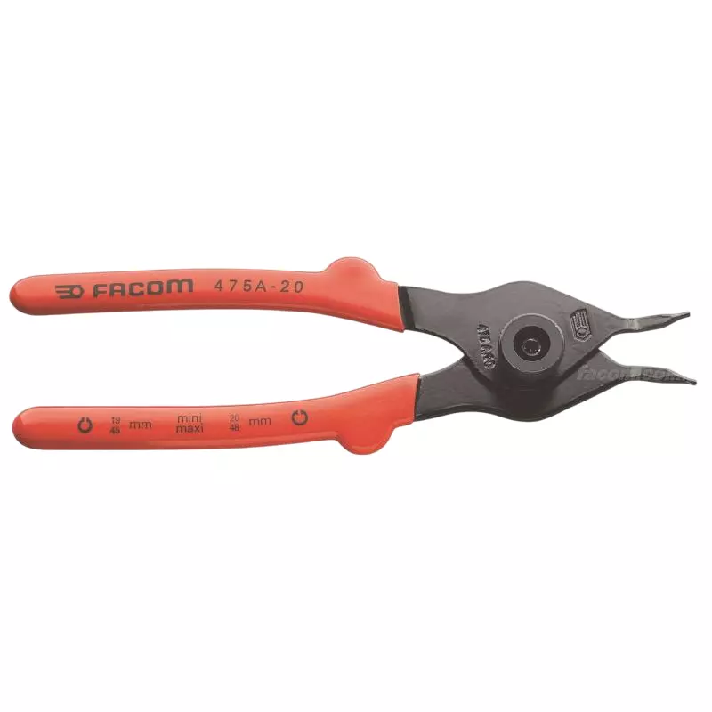 Facom Circlip Pliers, 150 mm Overall, Bent Tip, 475A.15