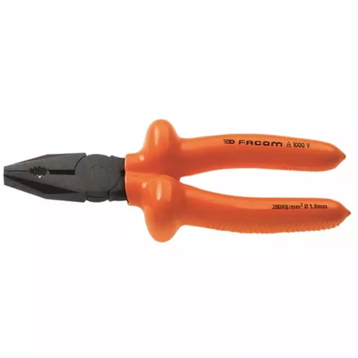 Facom Combination Pliers, 185 mm Overall, Straight Tip, VDE/1000V, 187.18AVSE