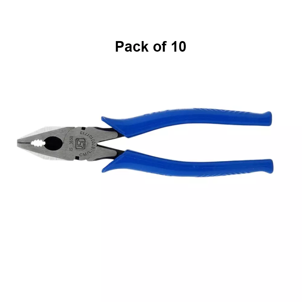 ajay-7-inch-180-mm-combination-plier-economy-model-made-of-chrome-vanadium-steel-hardened-tempered-construction-04601-pack-of-10