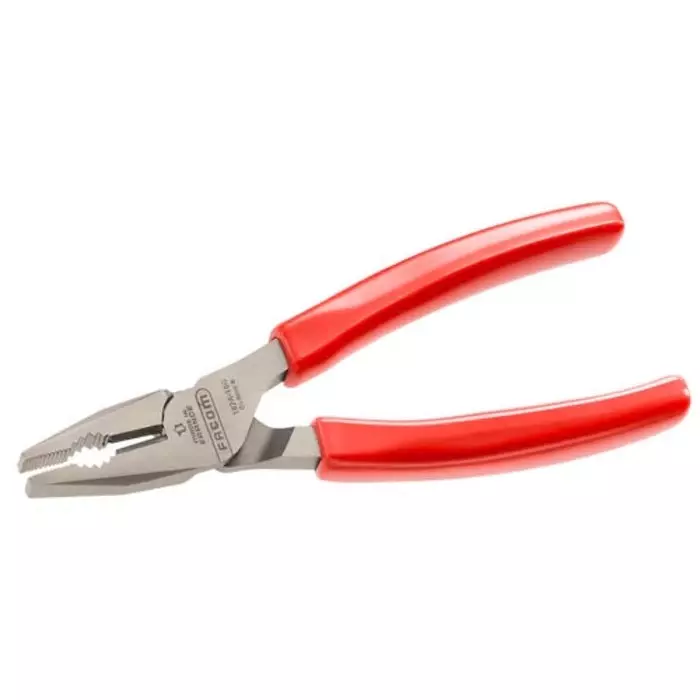 Facom Combination Pliers, 185 mm Overall, Flat Tip, 187A.18G