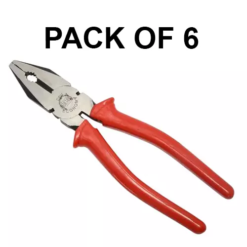 Ego Plier Red Steel EN-8 Acetate Handle 205 mm Length, 8" PLIER ECONOMY (Pack of 6)