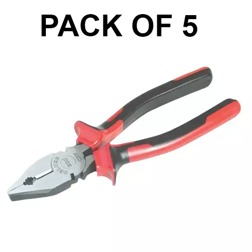 Ego Plier Black & Red High-Grade Cr-V Dual-Color PVC Sleeves 215 mm Length, 8" PLIER Dual Color Super (Pack of 5)