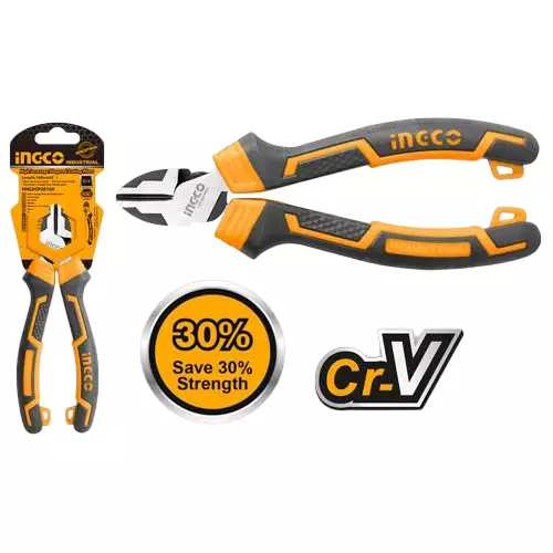 Ingco High Leverage Combination Plier Size 7 inch (180 mm) and 2 Color TPR Handle, HHCP28180
