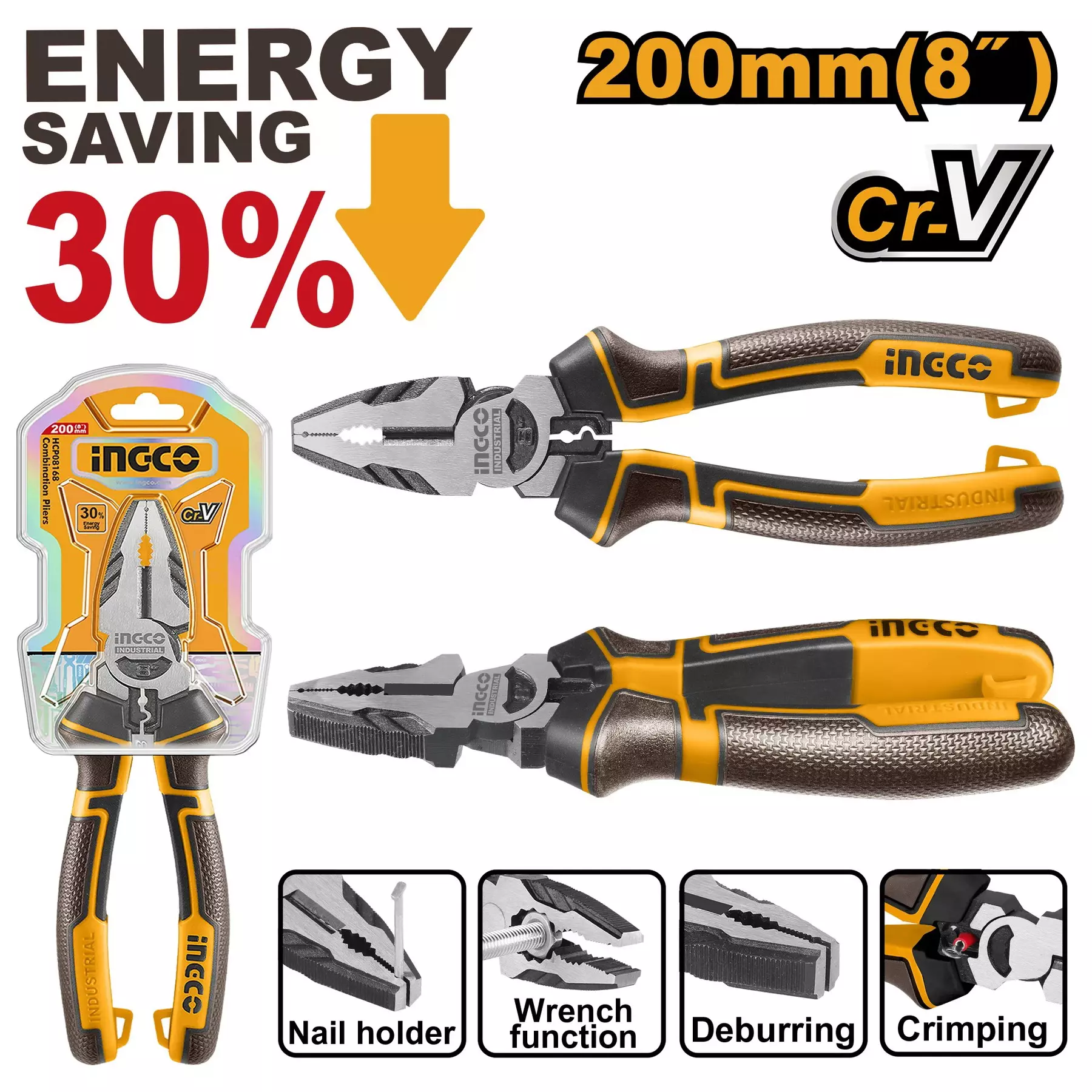 ingco-6-in-1-multi-function-diagonal-cutting-plier-cr-v-200-mm-8-inch-length-tpr-handle-hmfdcp28200