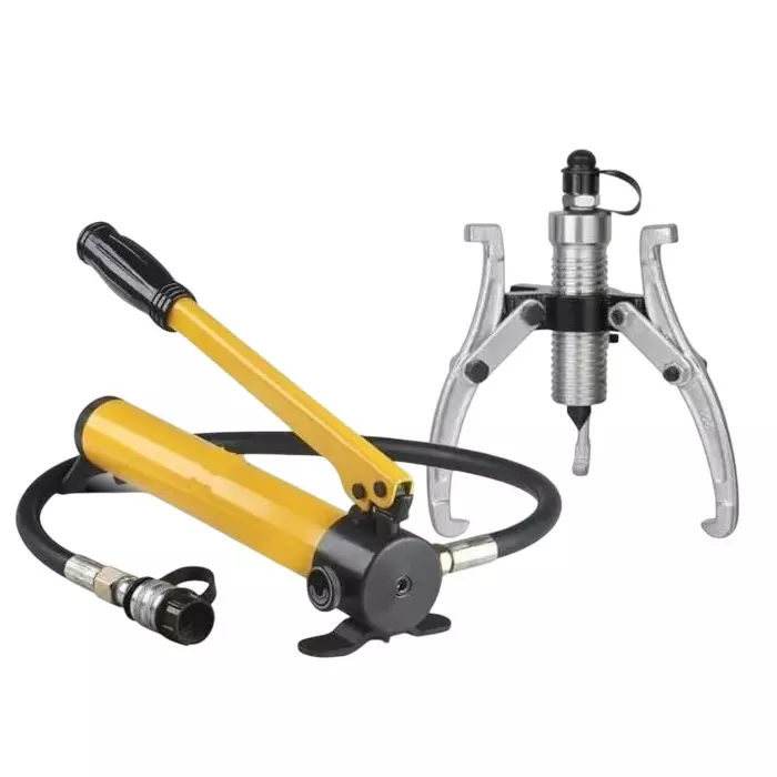 Nutronics 3 Jaw Hydraulic Gear Puller with Split Bearing Puller Pump Kit Stainless Steel 5 Ton (5000 Kg) Pulling Capacity for Industrial Uses, NS HP-5T