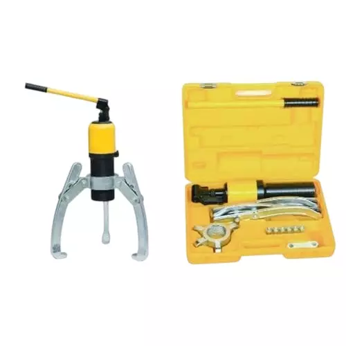 Nutronics 3 Jaw Hydraulic Gear Puller with Split Bearing Puller Pump Kit Stainless Steel 76 mm 20 Ton (20000 Kg) Pulling Capacity for Industrial Uses, NS YL-20Ton