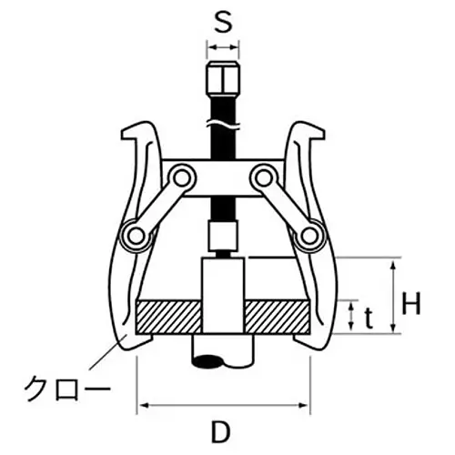 Ktc Gear Puller 40 mm-75 mm Jaw Opening 2000kg Capacity, GU-75