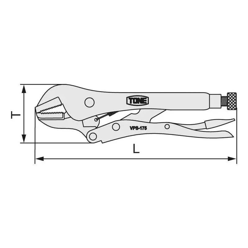 TONE Grip Pliers Set Straight Line Chin 40 mm Maximum Jaw Opening, VPS-2502S