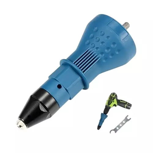 GENERIC Electric Rivet Nut Gun Adapter Cordless Riveting Screwdriver Drill Tool Blue