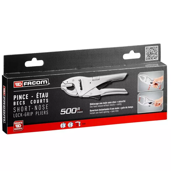 Facom Locking Pliers, 225 mm Overall, Lock Grip Tip, 17mm Jaw, 500APB