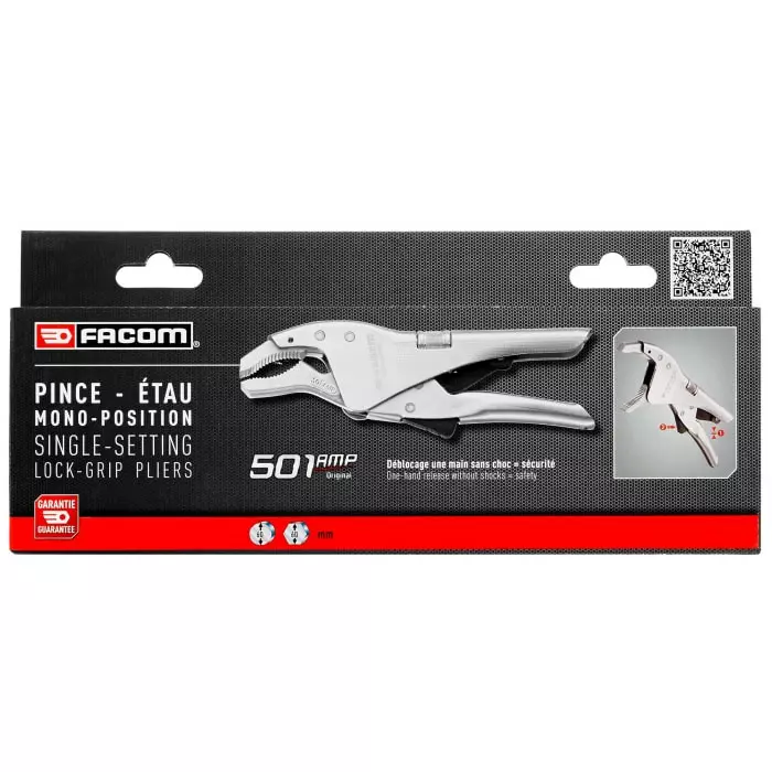 Facom Locking Pliers, 250 mm Overall, Lock Grip Tip, 17mm Jaw, 501AMPPB