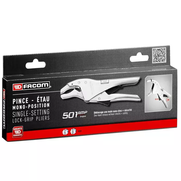 Facom Locking Pliers, 250 mm Overall, Lock Grip Tip, 17mm Jaw, 501AMPPB