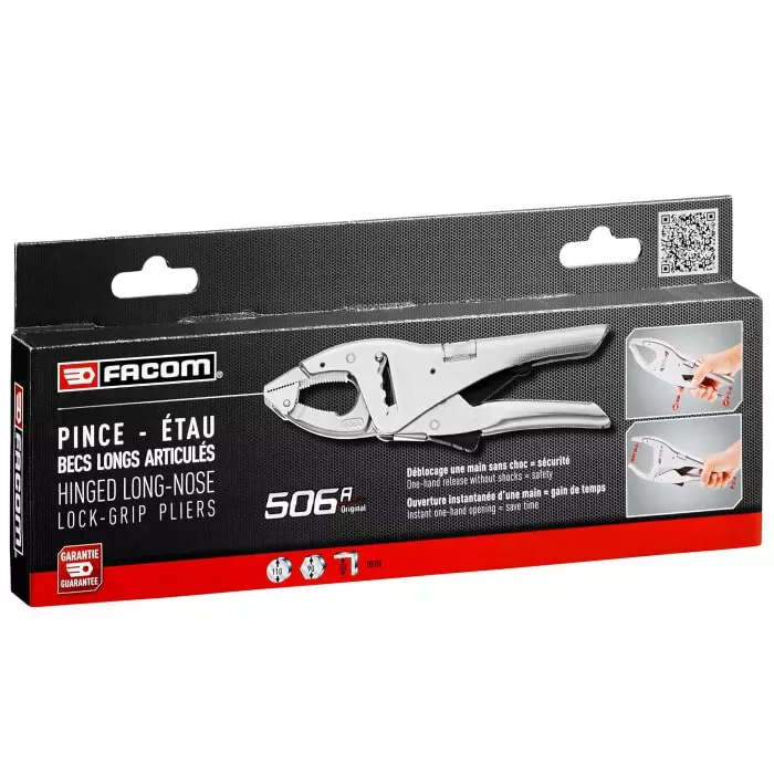 Facom Locking Pliers, 250 mm Overall, Lock Grip Tip, 17mm Jaw, 506APB