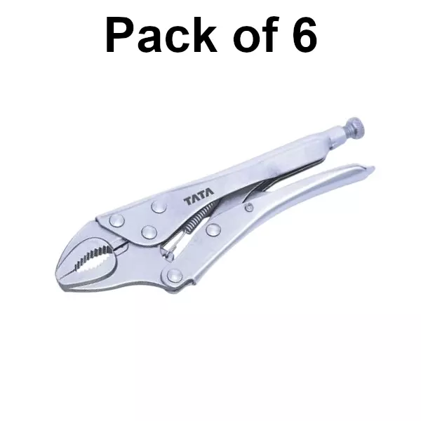 tata-agrico-10-inch-254-mm-lock-grip-plier-silver-color-metal-body-for-diy-home-professional-use-lgp001-pack-of-6-pcs
