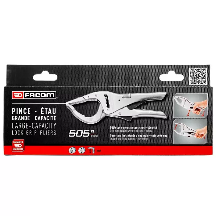 Facom Locking Pliers, 270 mm Overall, Lock Grip Tip, 17mm Jaw, 505APB