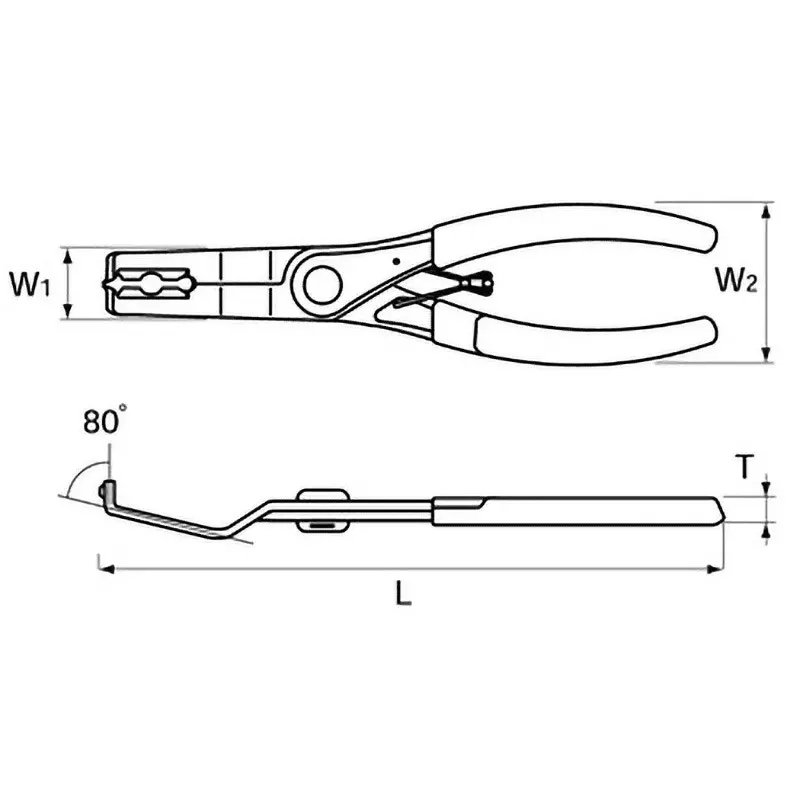 Ktc Lock Pin Pull-Out Clip Pliers 196 mm Length 80 Degree Angle, AP202B