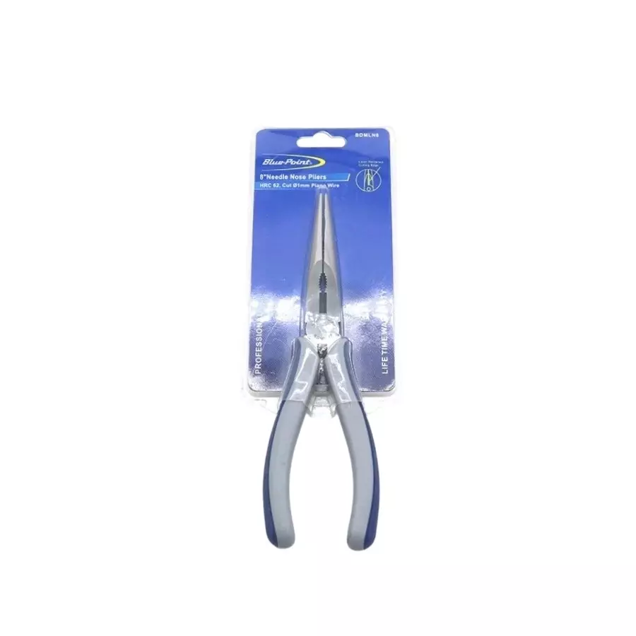 Blue-Point 8 inch (203.2 mm) Needle Nose Plier with Dual Compound Soft Grip Handle and Metal Body, BDMLN8