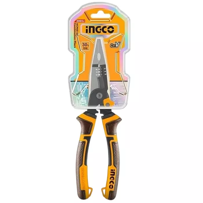Ingco 6-in-1 Multifunction Long Nose Plier Size 8 inch (200 mm) in Half Double Blister Packing, HMFLNP28200