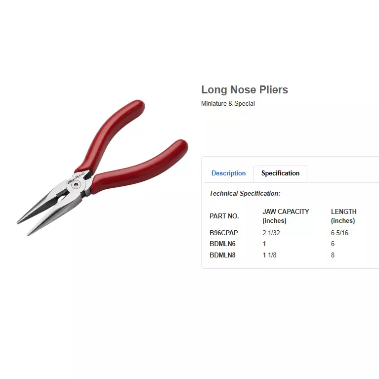 blue-point-6-inch-1524-mm-long-nose-plier-with-fine-polished-chrome-nickel-alloy-body-b96cpap-s-r