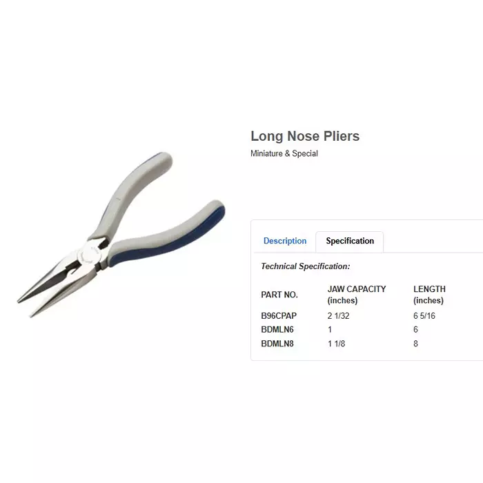 blue-point-6-516-inch-16033-mm-long-nose-plier-drop-forged-construction-and-laser-hardened-cutting-edge-b96cpap-s
