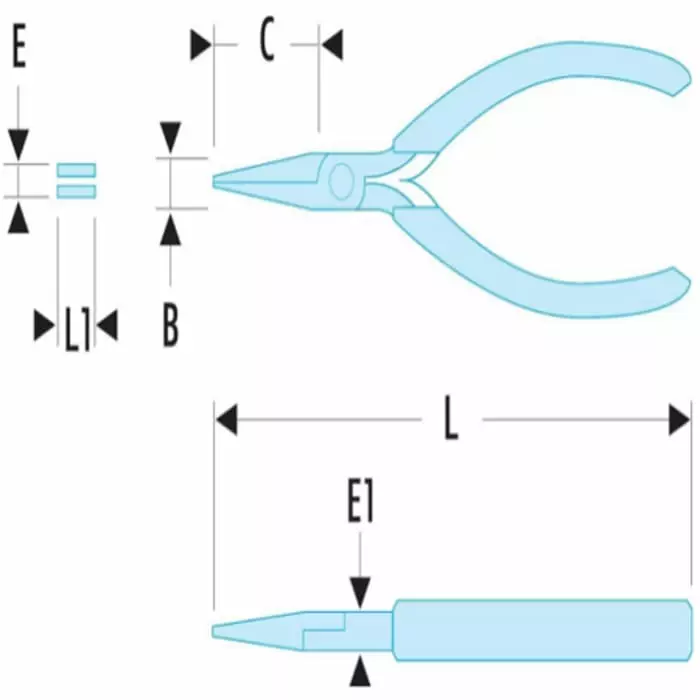 Facom Round Nose Pliers, 155 mm Overall, Straight Tip, 403