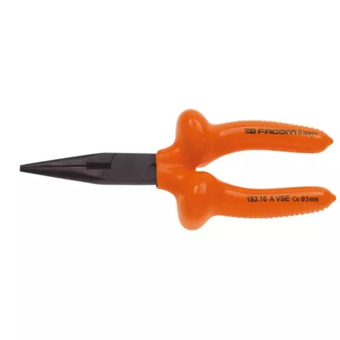 Facom Round Nose Pliers, 170 mm Overall, Straight Tip, 193.16AVSE