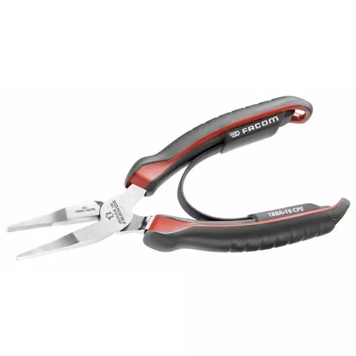 Facom Flat Nose Pliers, 160 mm Overall, Straight Tip, 188A.16CPE