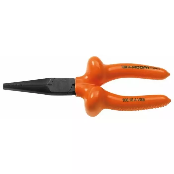 Facom Long Nose Pliers, 165 mm Overall, Straight Tip, 50mm Jaw, 188.16AVSE