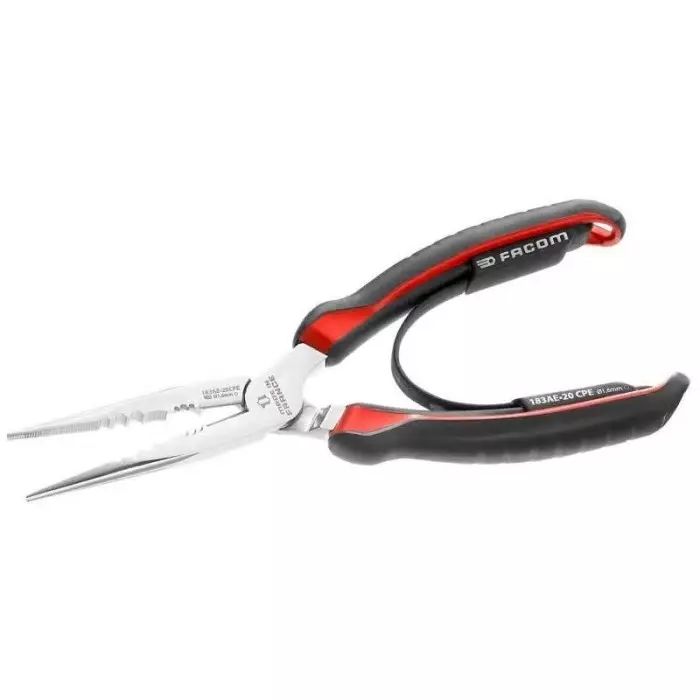 Facom Long Nose Pliers, 200 mm Overall, Straight Tip, 183AE.20CPE
