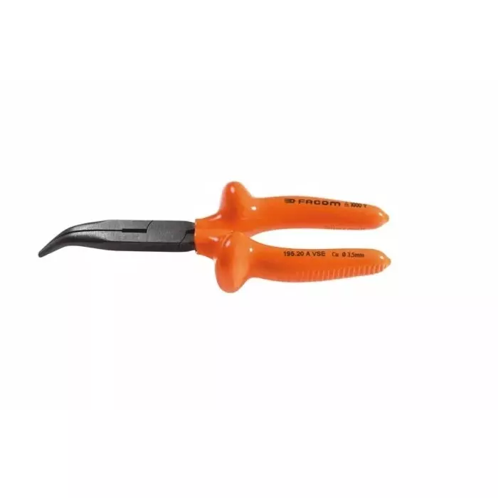 Facom Round Nose Pliers, 200 mm Overall, Straight Tip, VDE/1000V, 64mm Jaw, 195.20AVSE