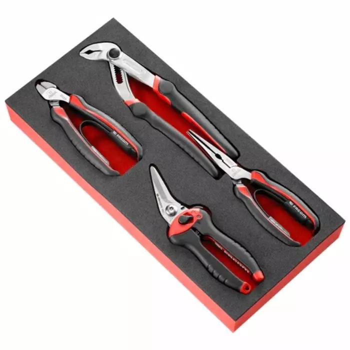 Facom 4-Piece Plier Set, Angled, Straight Tip, 160 mm, 200 mm, 205 mm Overall, MODM.CPEA2