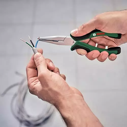Bosch Plier Set Ergonomic Combination Diagonal and Long-Nose Pliers with Chrome-Nickel Coating, 1600A02C0S (Pack of 3)