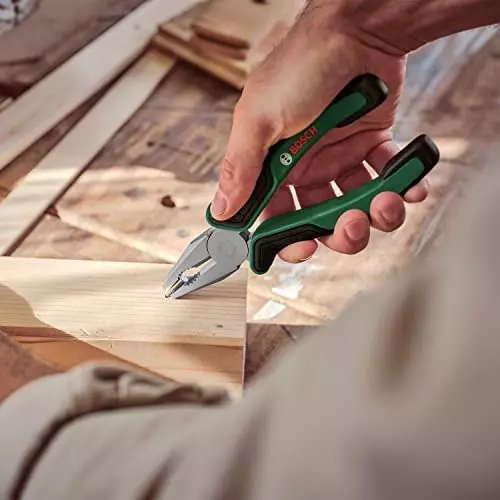 Bosch Plier Set Ergonomic Combination Diagonal and Long-Nose Pliers with Chrome-Nickel Coating, 1600A02C0S (Pack of 3)