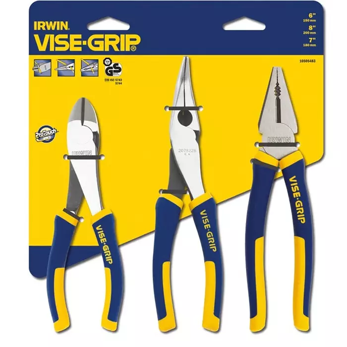 Irwin 3-Piece Plier Set, 250 mm Overall, 10505483