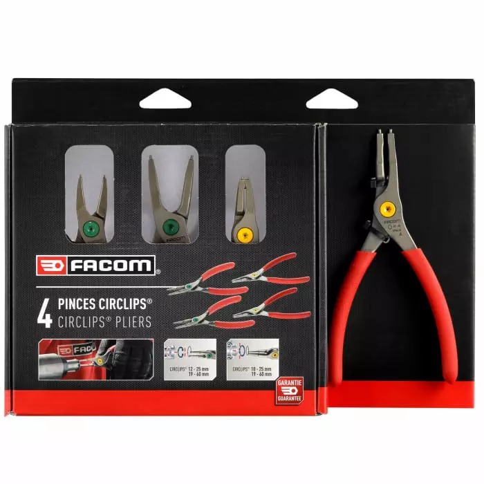 Facom 4-Piece Circlip Plier Set, Straight Tip, PCSNJ4PB