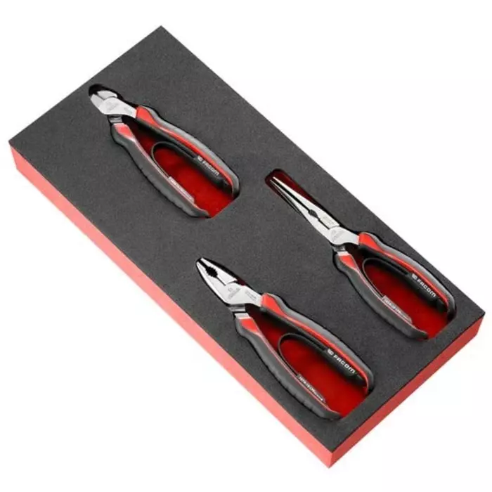 Facom 3-Piece Plier Set, Straight Tip, 160 mm, 185 mm, 200 mm Overall, MODM.CPEA0