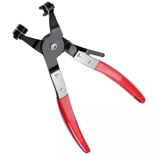 MECRAAF Heavy Duty Hose Clamp Plier 0 cm – 5 cm Rnage Carbon Steel Anti-Slip Black & Red, HT-HCP