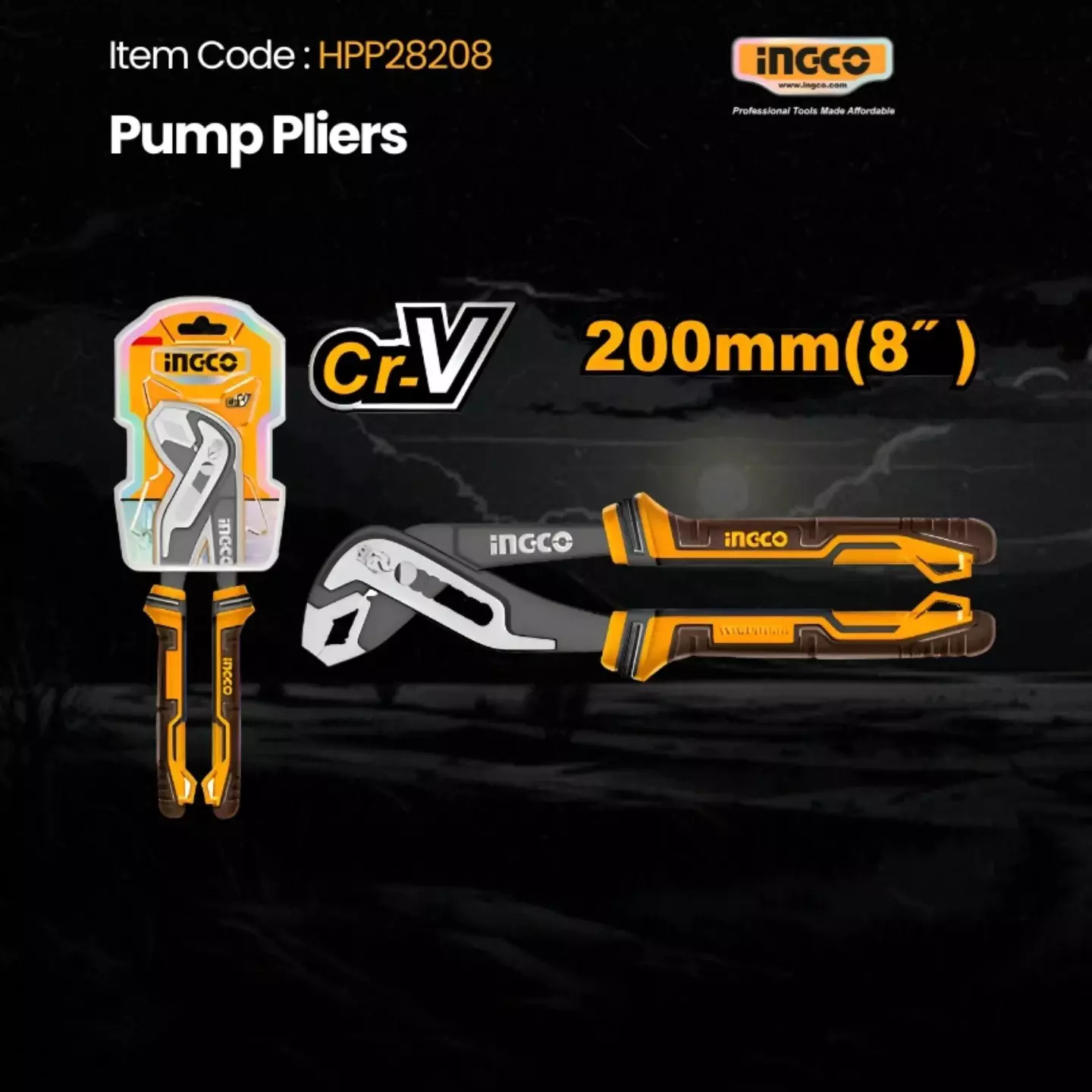 ingco-pump-plier-cr-v-200-mm-8-inch-length-35-mm-maximum-clamping-open-tpr-handle-hpp28208