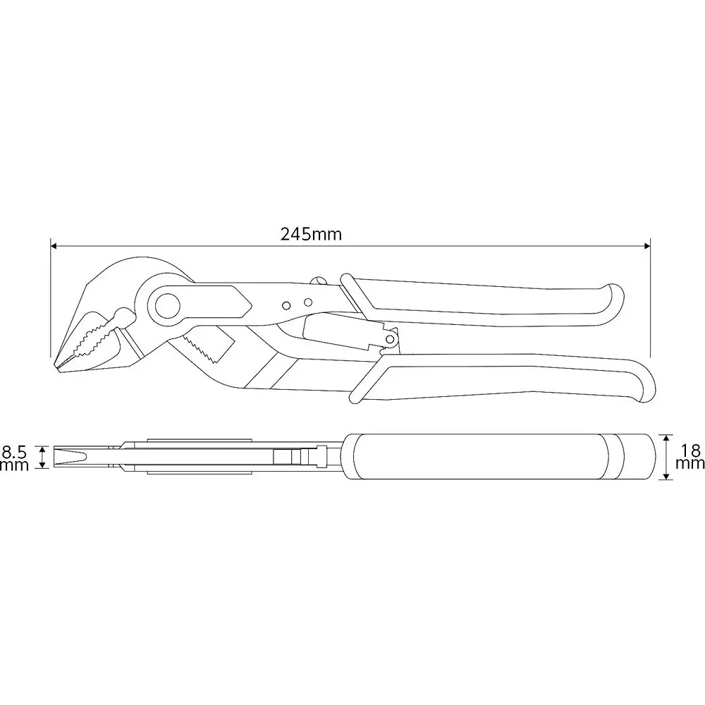 super-tool-slim-head-water-pump-plier-47-mm-maximum-jaw-opening-gwa250s