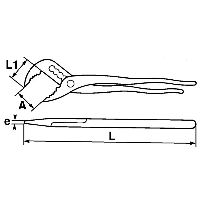 Sam Water Pump Plier 250 mm Overall Bent Tip 40 Jaw, 201-25B