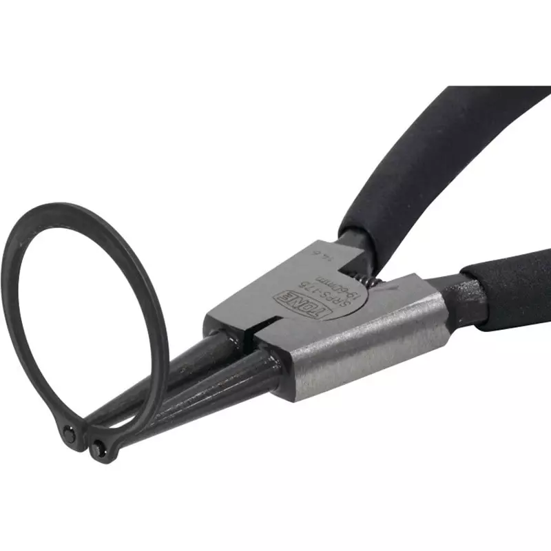 TONE External Retaining Ring Pliers, Straight Type 40 to 100 mm For Shaft, SRPS-200