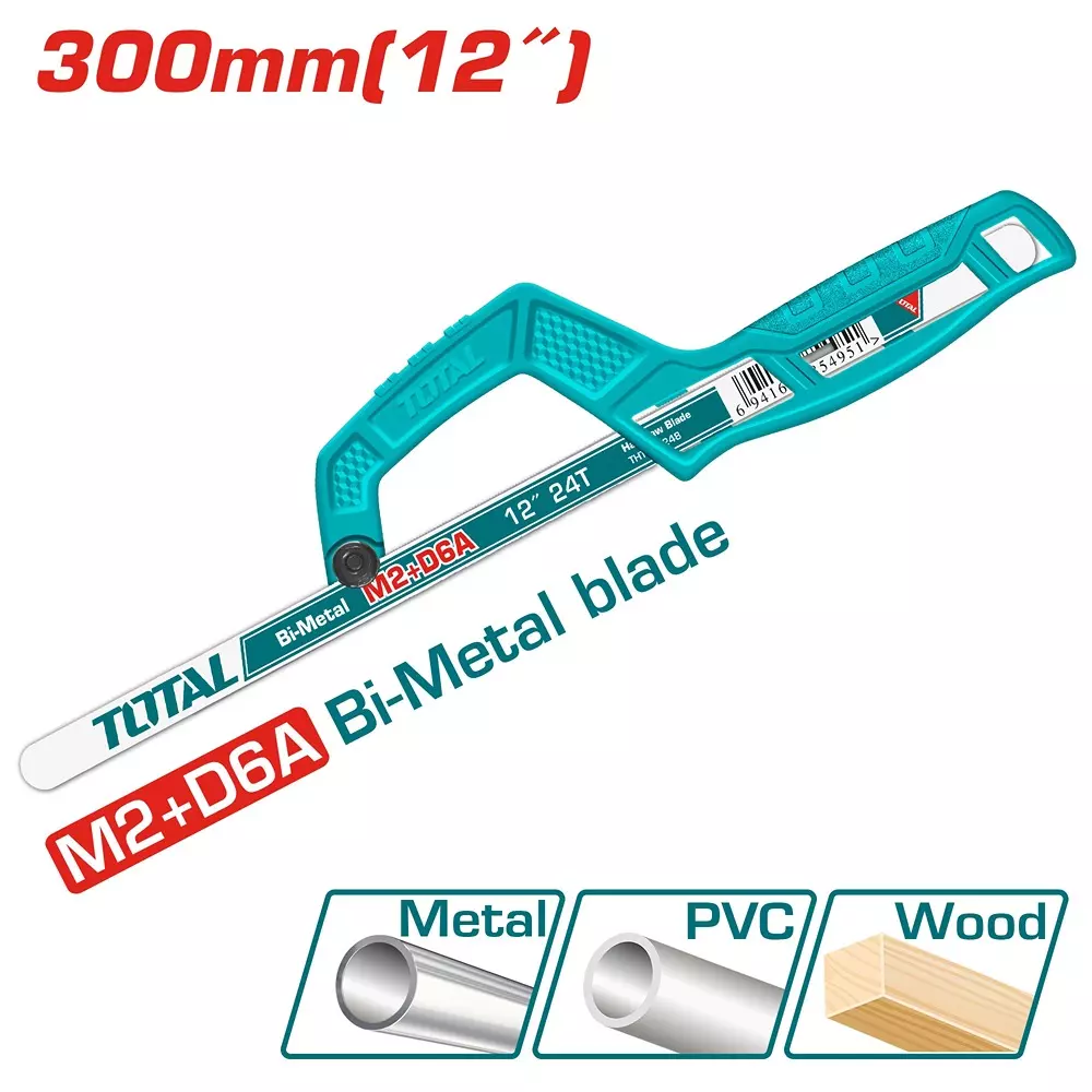 total-mini-hacksaw-frame-300-mm-12-inch-size-24-tpi-m2d6a-bi-metal-blade-abs-plastics-thmhf1504