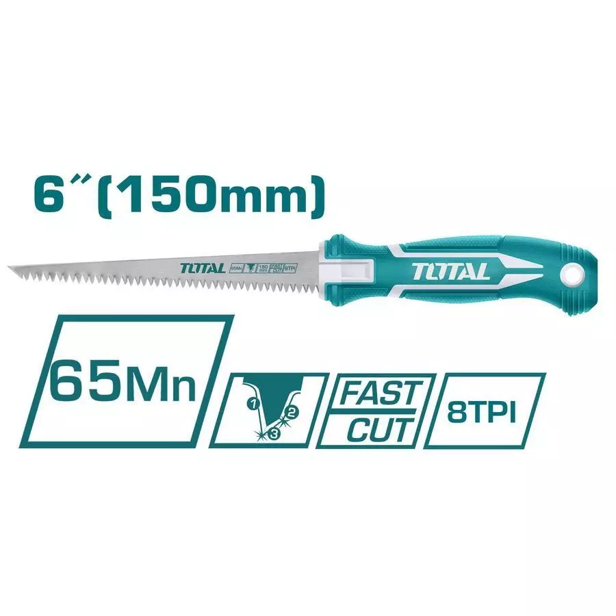 total-wall-board-saw-6-inch-150-mm-65-mn-steel-blade-8-tpi-triple-ground-teeth-thwbsw626