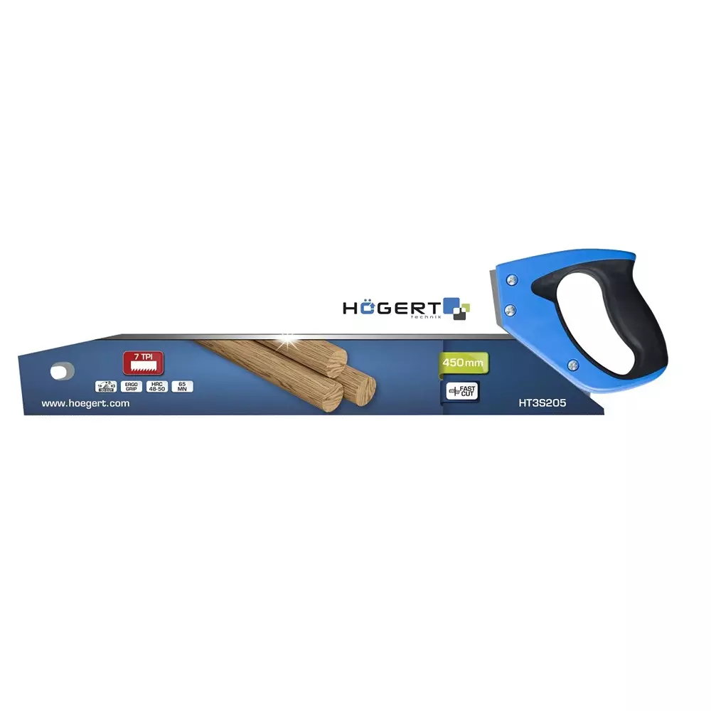 Hogert Technik Hand Held Saw 450 mm Length and 7 TPI for Precise and Extremely Fast Cutting, HT3S205