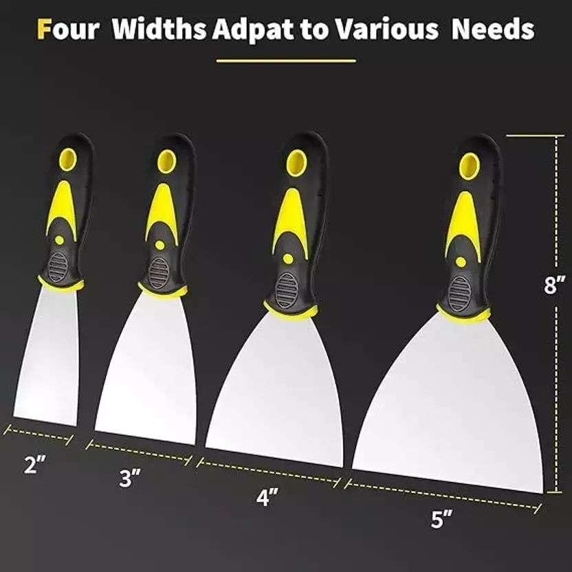 ARUDIP Flexible Putty Screaper Set 0.7 inch (1.77 cm) Metal Scrapers (Pack of 4)